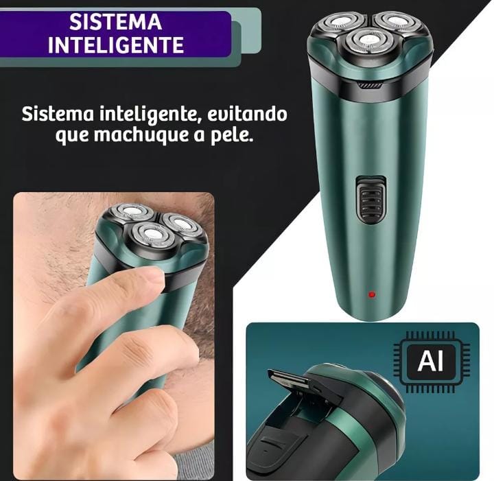 Barbeador Elétrico 3 Lâminas Sem Fio Recarregável