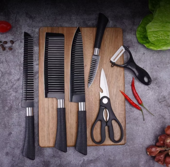 Kit com 6 peças Faca Antiaderente Corte Navalha