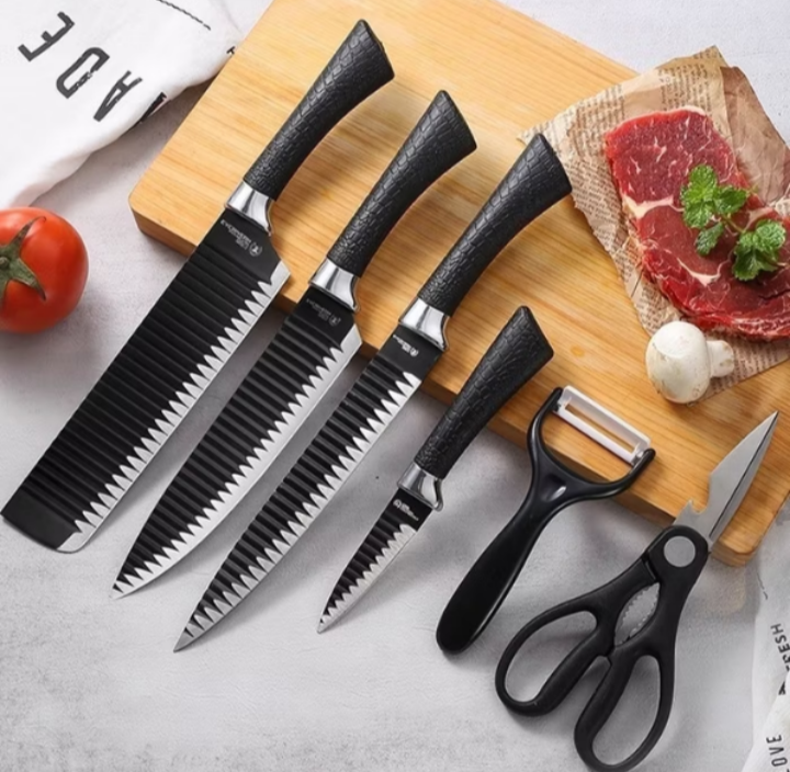 Kit com 6 peças Faca Antiaderente Corte Navalha