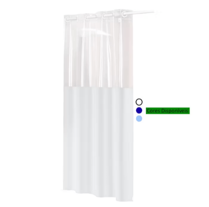 Cortina Para Box Banheiro Impermeável Transparente Com Visor - Summa Útil