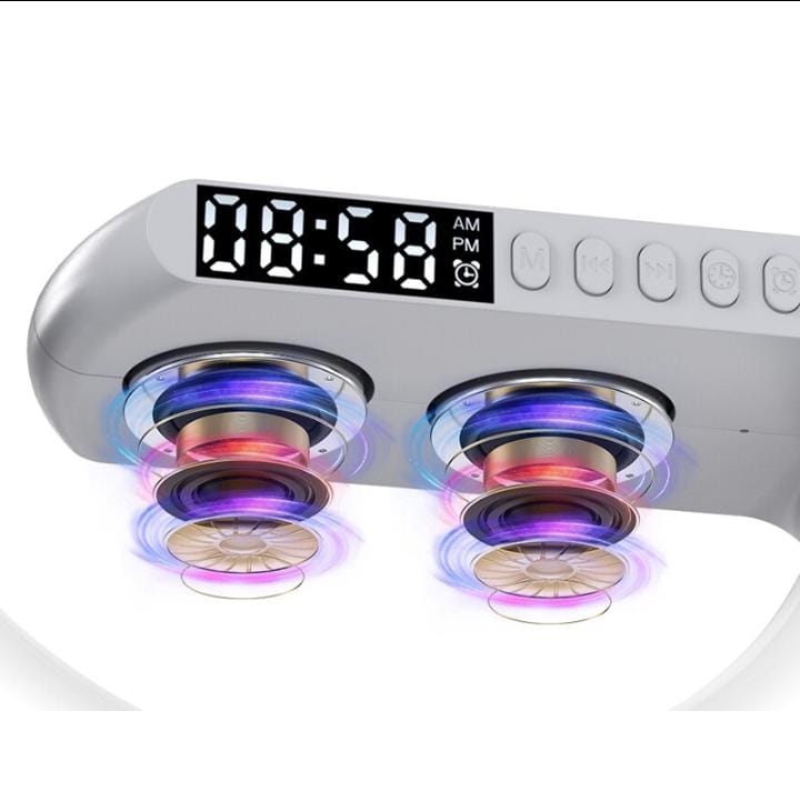 Luminária G Led RGB Com Carregador De Indução Despertador E Áudio Bluetooth
