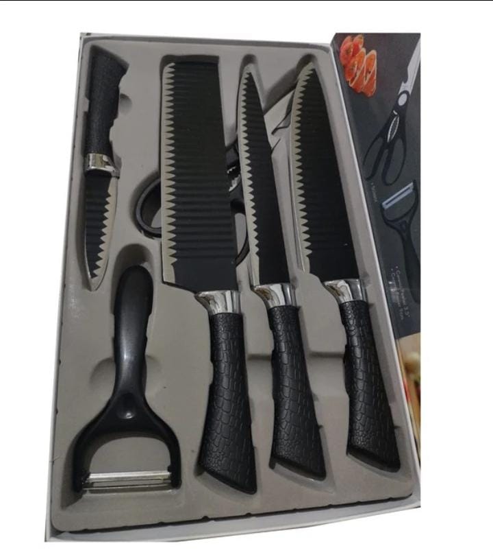 Kit com 6 peças Faca Antiaderente Corte Navalha
