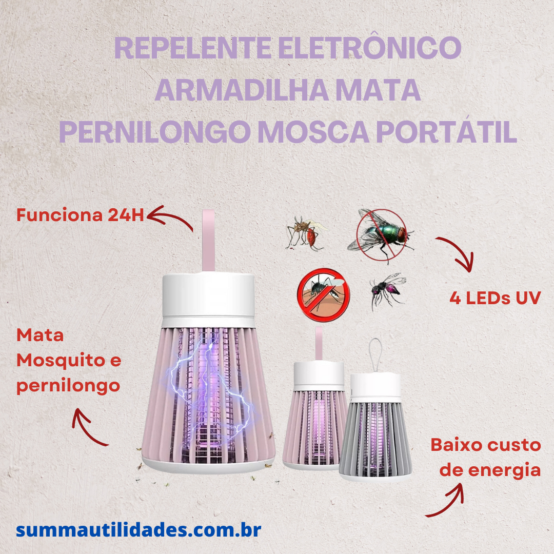 Repelente Eletrônico Armadilha Mata Pernilongo Mosca Portátil