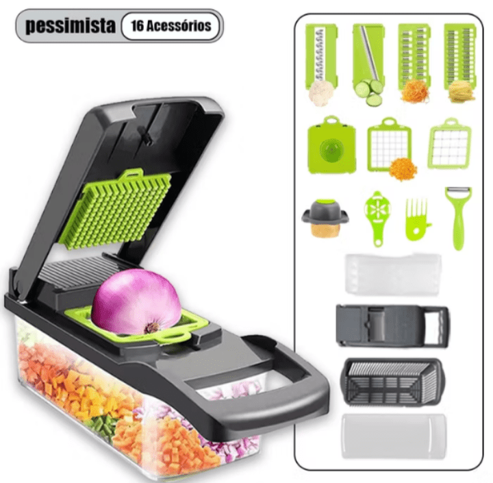 Adquira o Conjunto Completo de Fatiador de Vegetais, Picador de Alimentos Multifuncional 16 Peças - Summa Útil