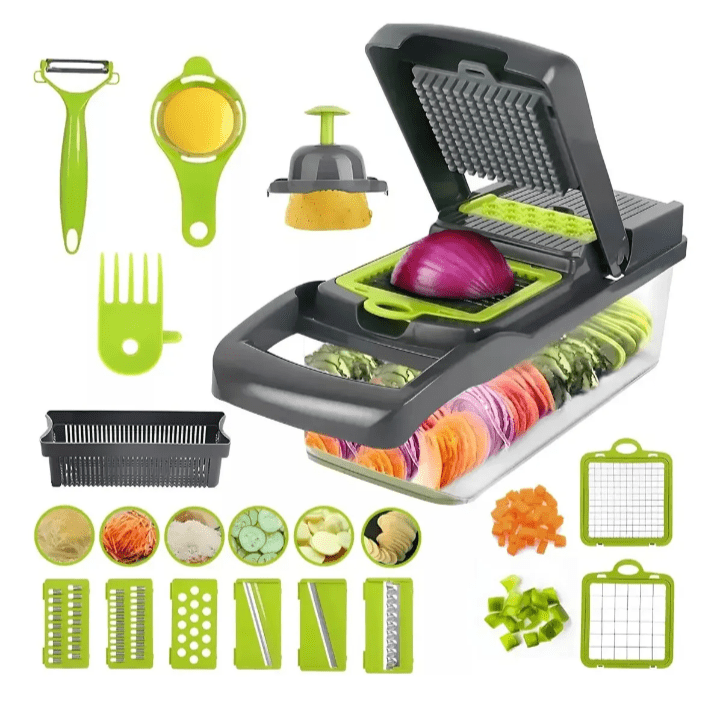 Adquira o Conjunto Completo de Fatiador de Vegetais, Picador de Alimentos Multifuncional 16 Peças - Summa Útil
