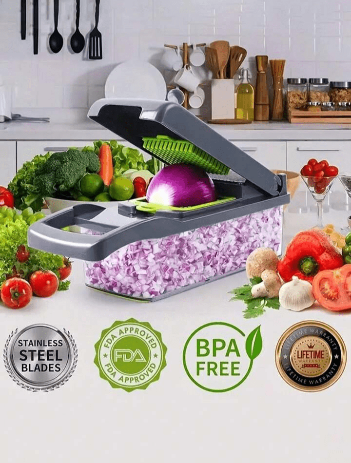 Adquira o Conjunto Completo de Fatiador de Vegetais, Picador de Alimentos Multifuncional 16 Peças - Summa Útil