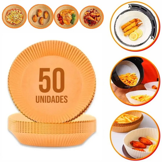 Forro de Papel Antiaderente Para Airfryer kit com 50 unidades
